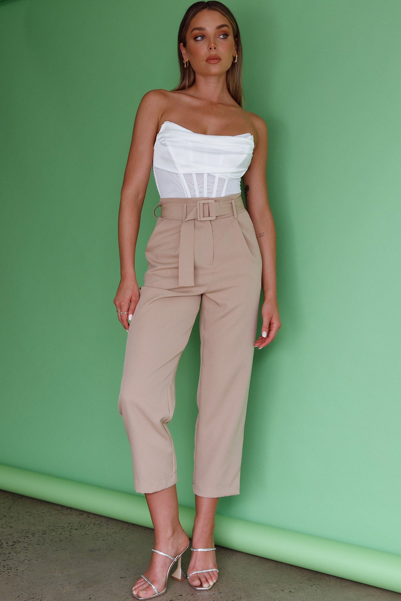 Chance Encounter Straight Leg Pants Latte by Selfie Leslie