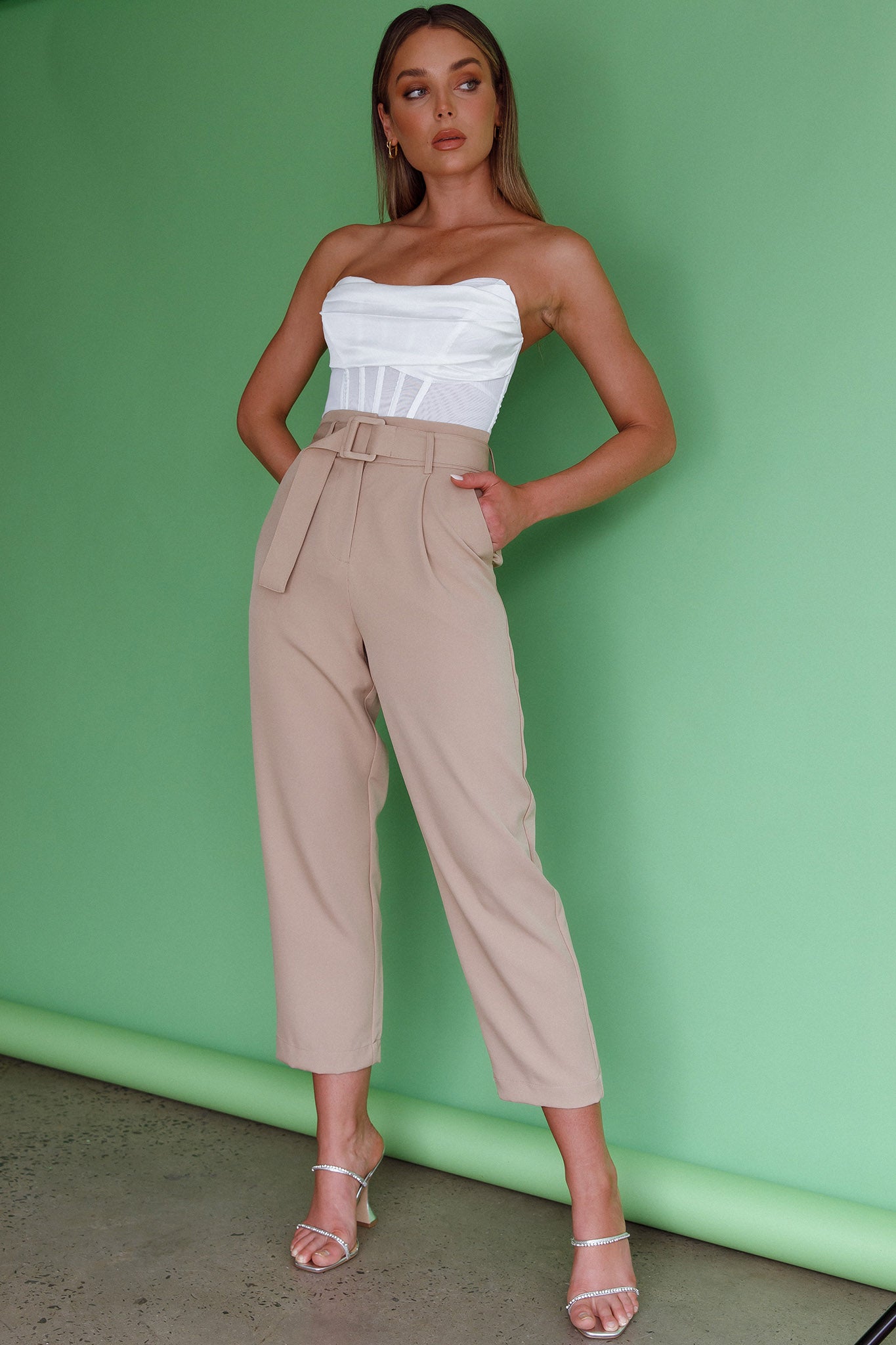 Chance Encounter Straight Leg Pants Latte by Selfie Leslie