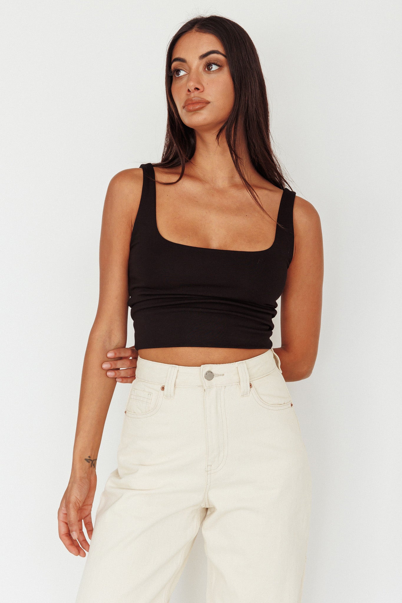 Pali U-Neckline Crop Top Black by Selfie Leslie Australia