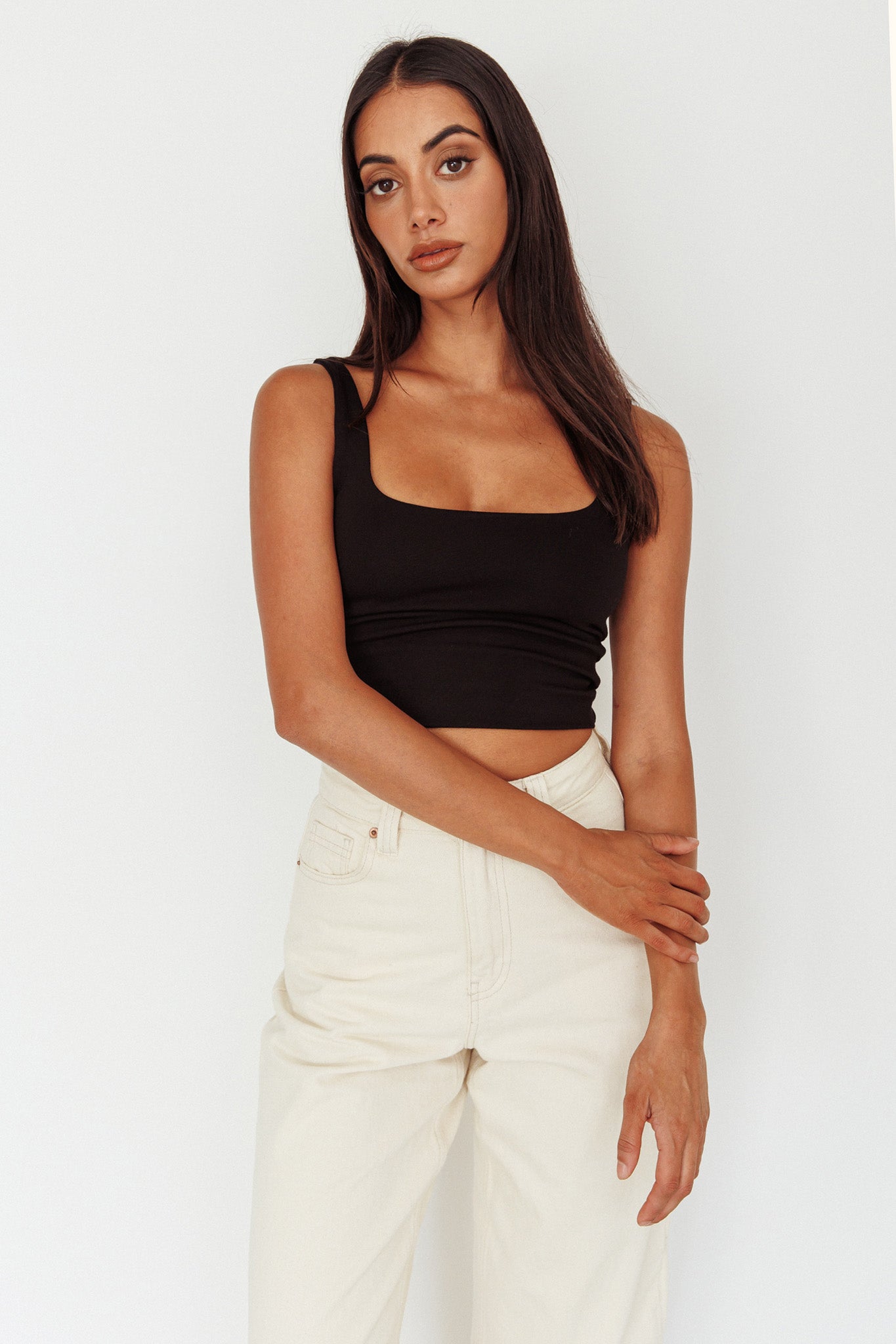 Pali U-Neckline Crop Top Black by Selfie Leslie Australia