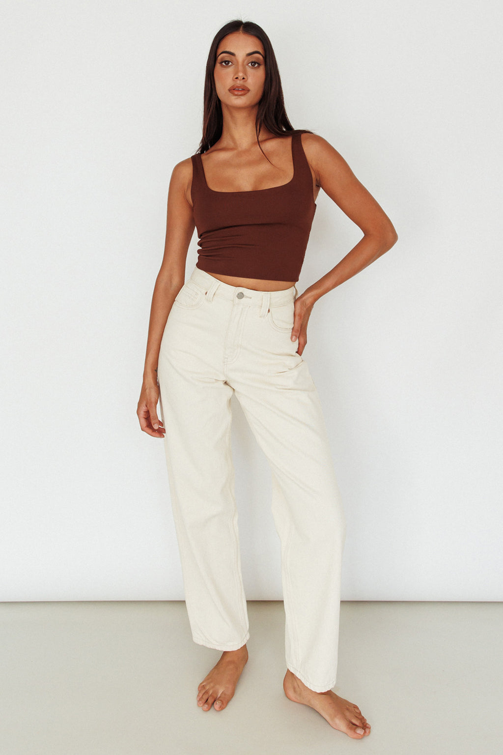 Pali U-Neckline Crop Top Brown by Selfie Leslie Australia