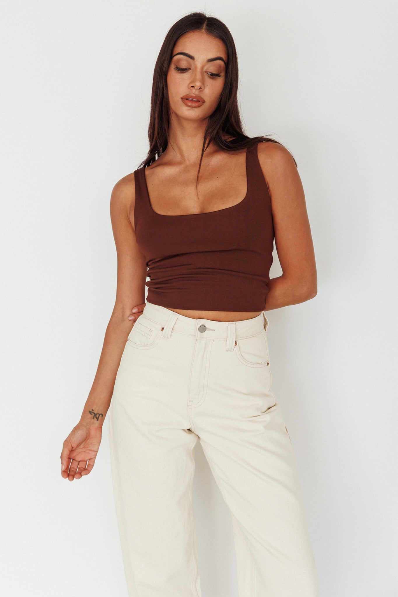 Pali U-Neckline Crop Top Brown by Selfie Leslie Australia
