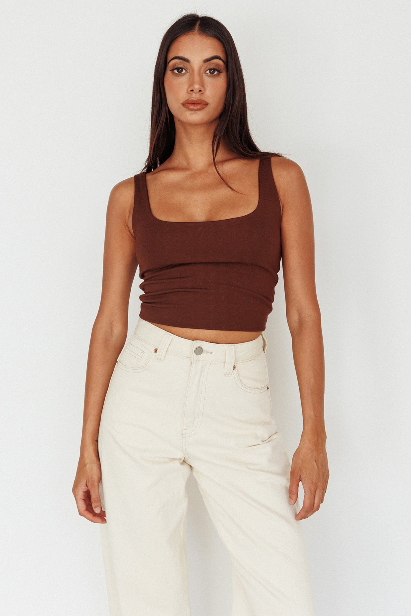 Pali U-Neckline Crop Top Brown by Selfie Leslie Australia