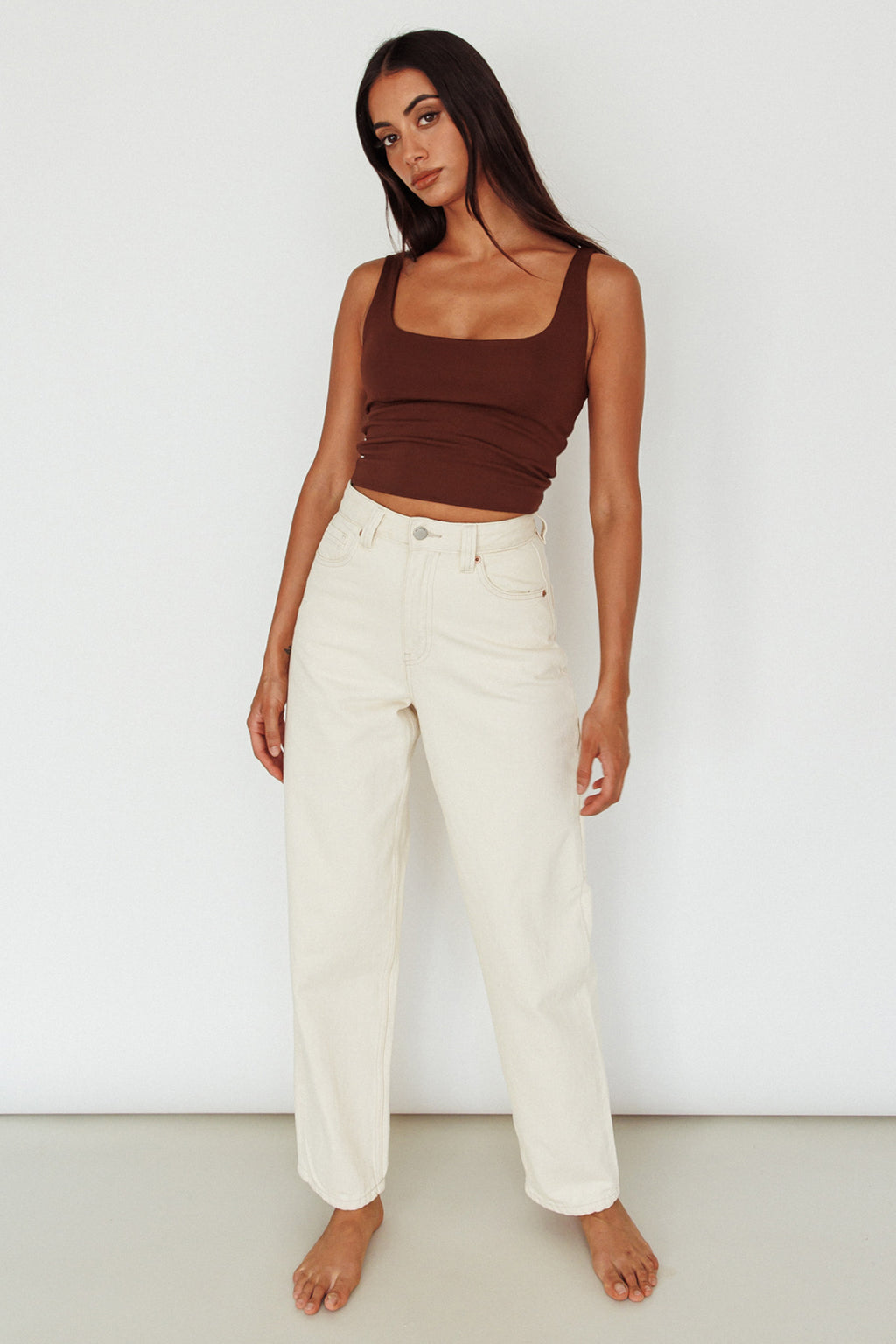 Pali U-Neckline Crop Top Brown by Selfie Leslie Australia