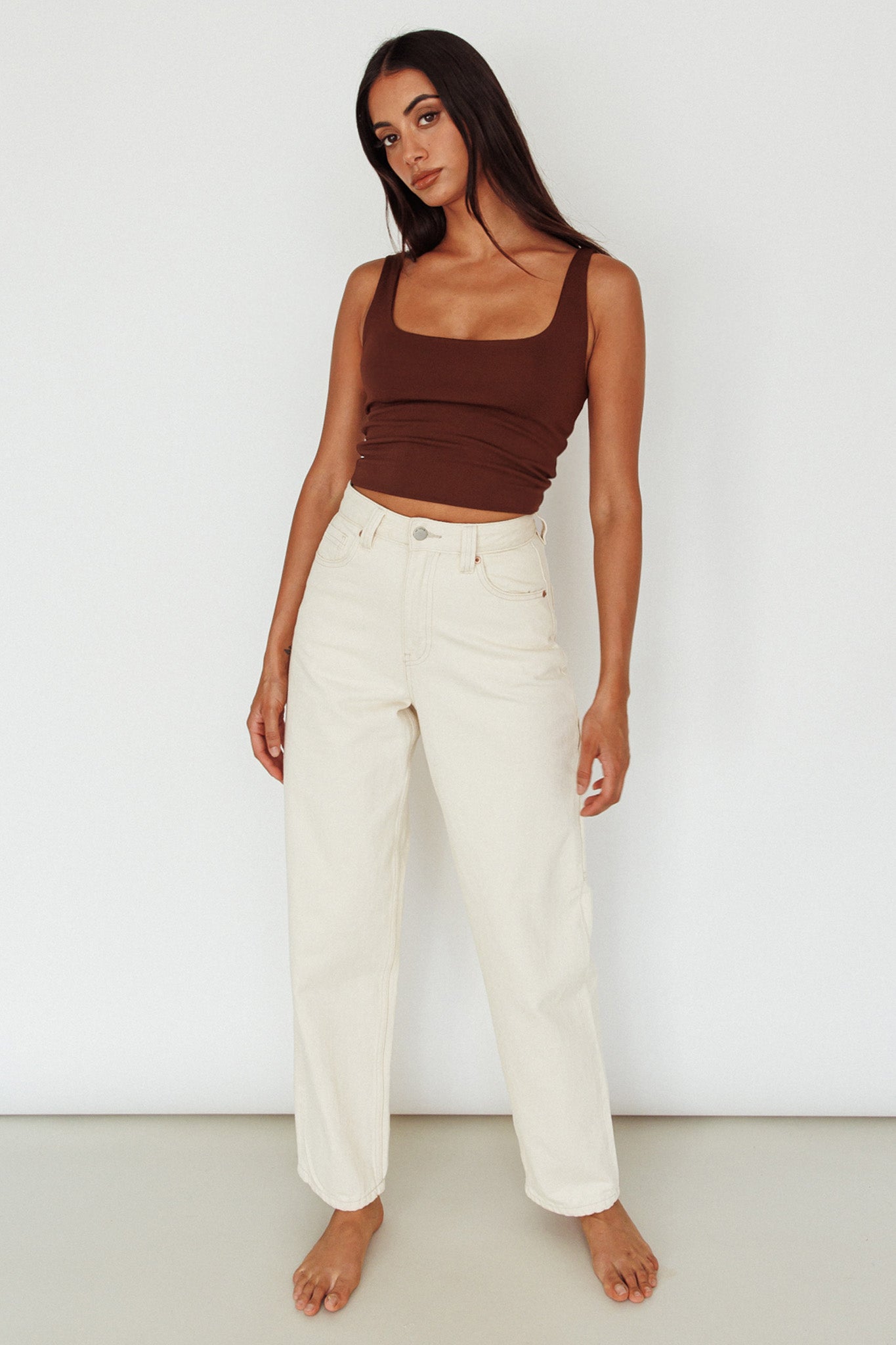 Pali U-Neckline Crop Top Brown by Selfie Leslie Australia