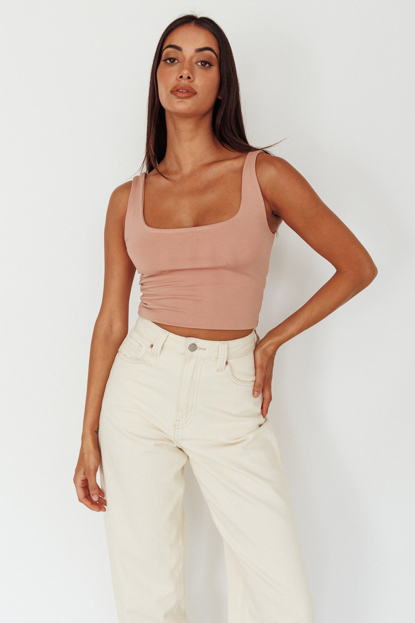 Pali U-Neckline Crop Top Nude by Selfie Leslie Australia