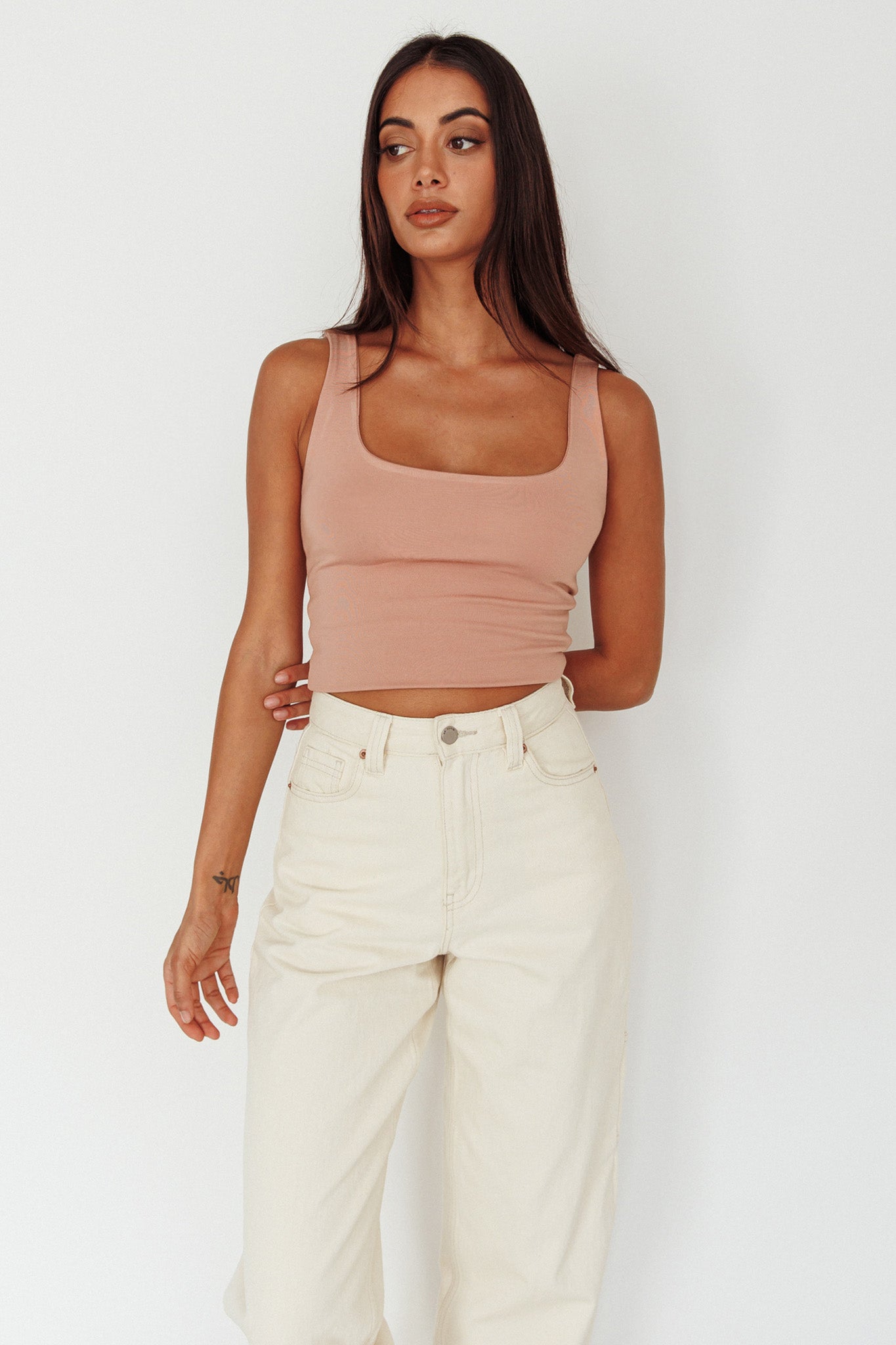 Pali U-Neckline Crop Top Nude by Selfie Leslie Australia