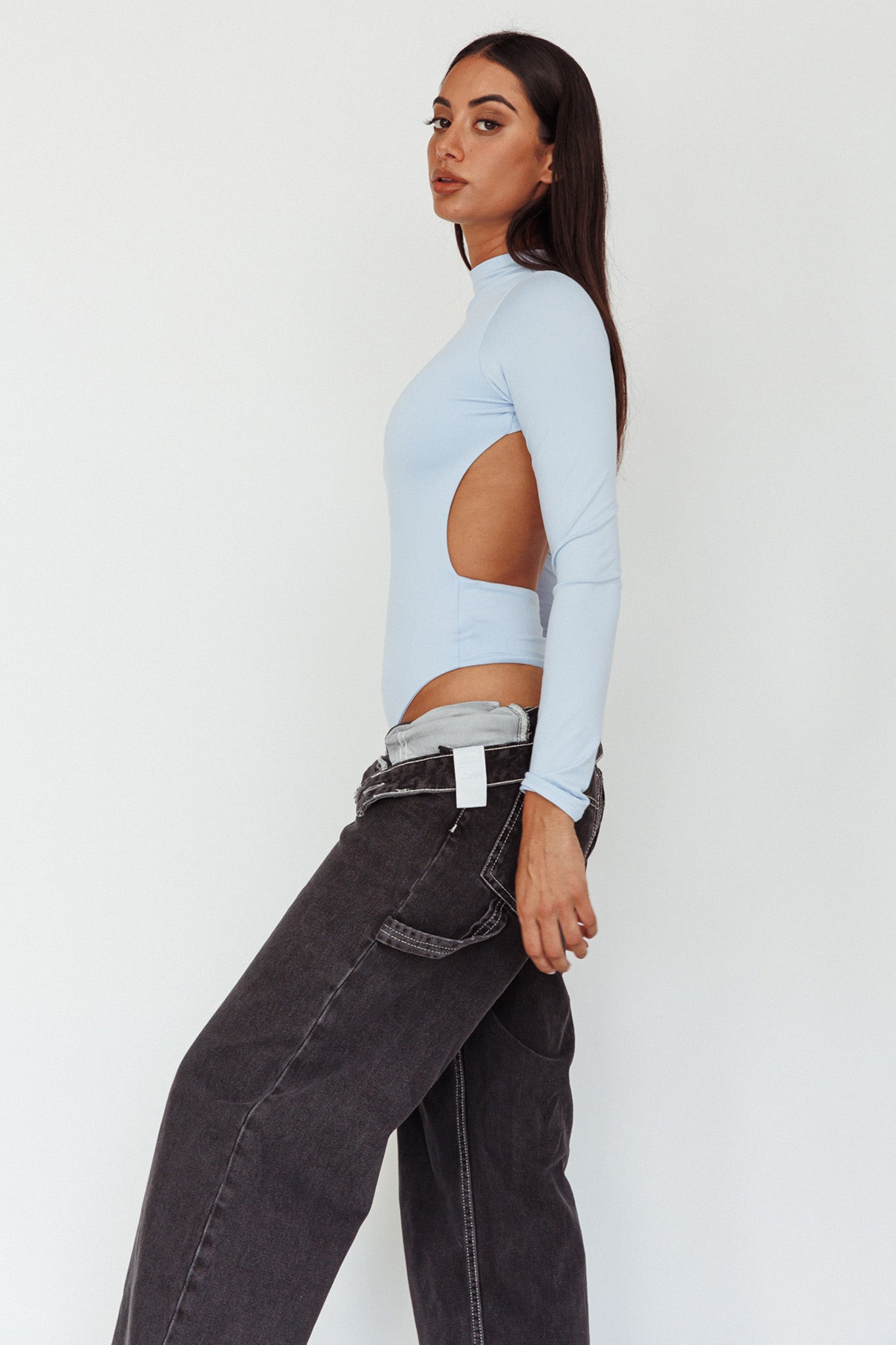 Remy Open Back Bodysuit Light Blue by Selfie Leslie Australia
