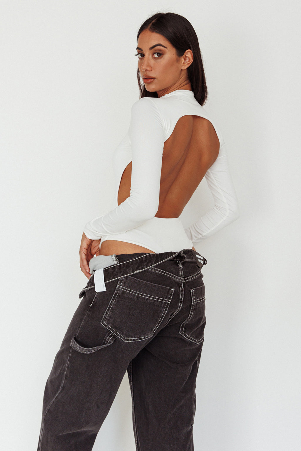 Remy Open Back Bodysuit Off White by Selfie Leslie Australia