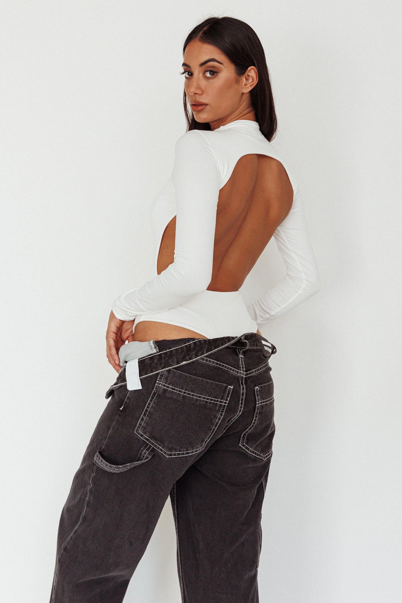 Remy Open Back Bodysuit Off White by Selfie Leslie Australia