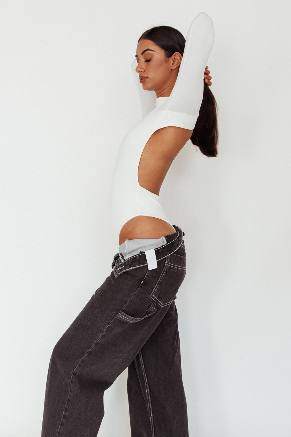 Remy Open Back Bodysuit Off White by Selfie Leslie Australia