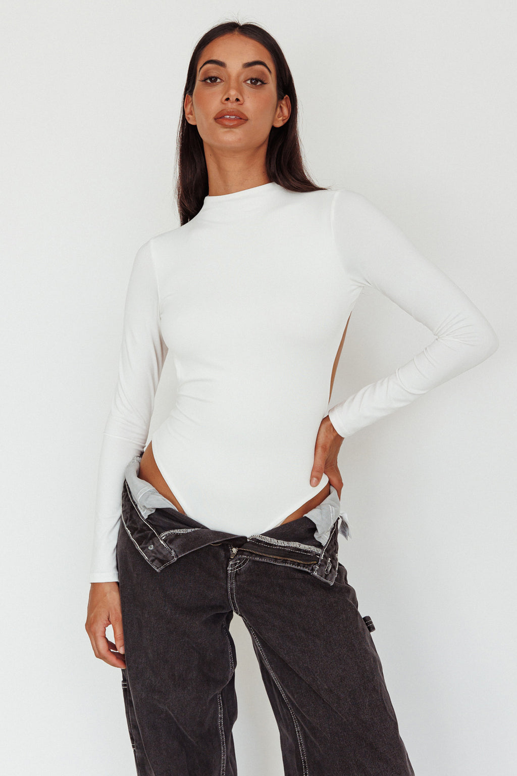 Remy Open Back Bodysuit Off White by Selfie Leslie Australia