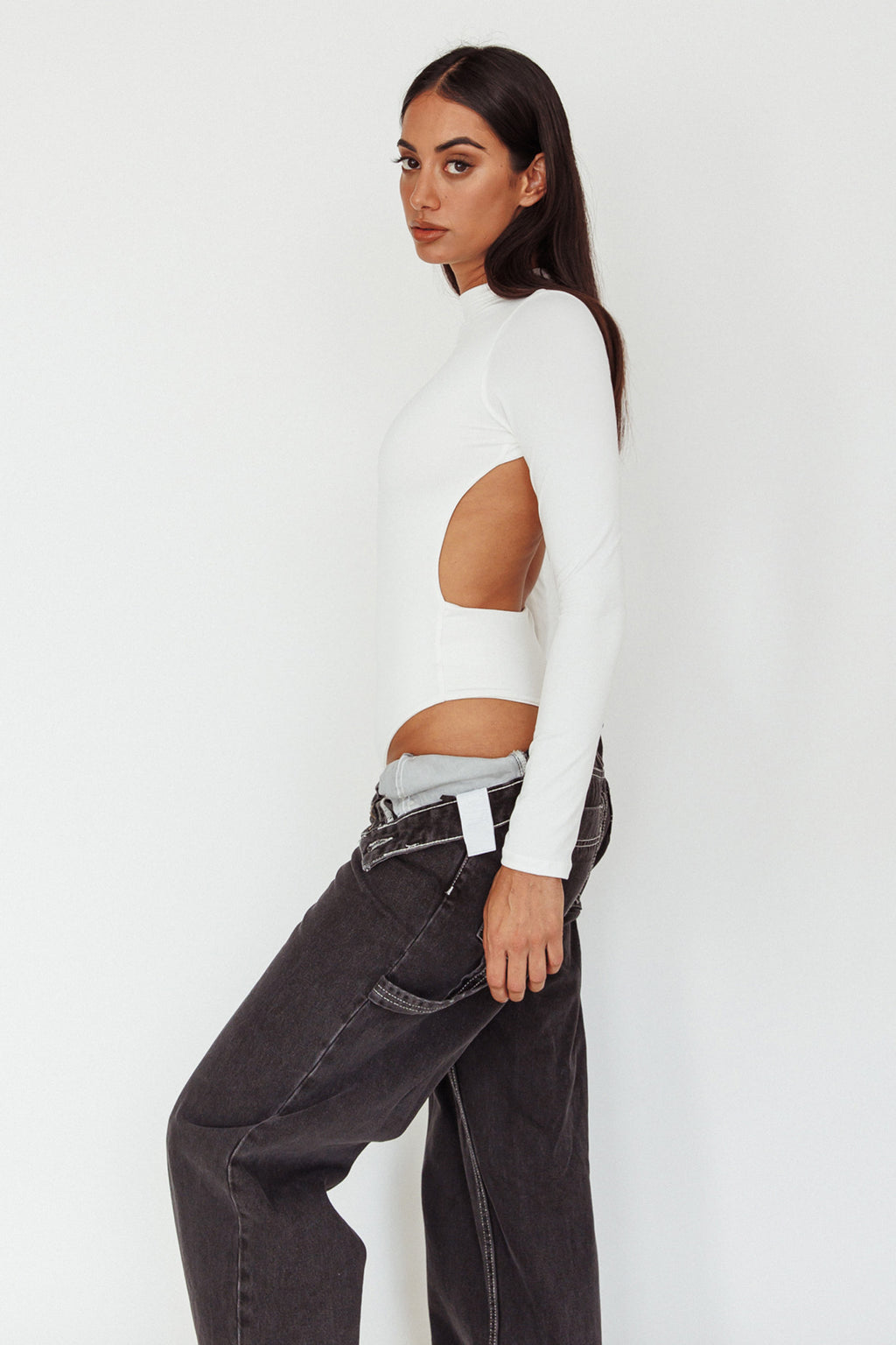 Remy Open Back Bodysuit Off White by Selfie Leslie Australia