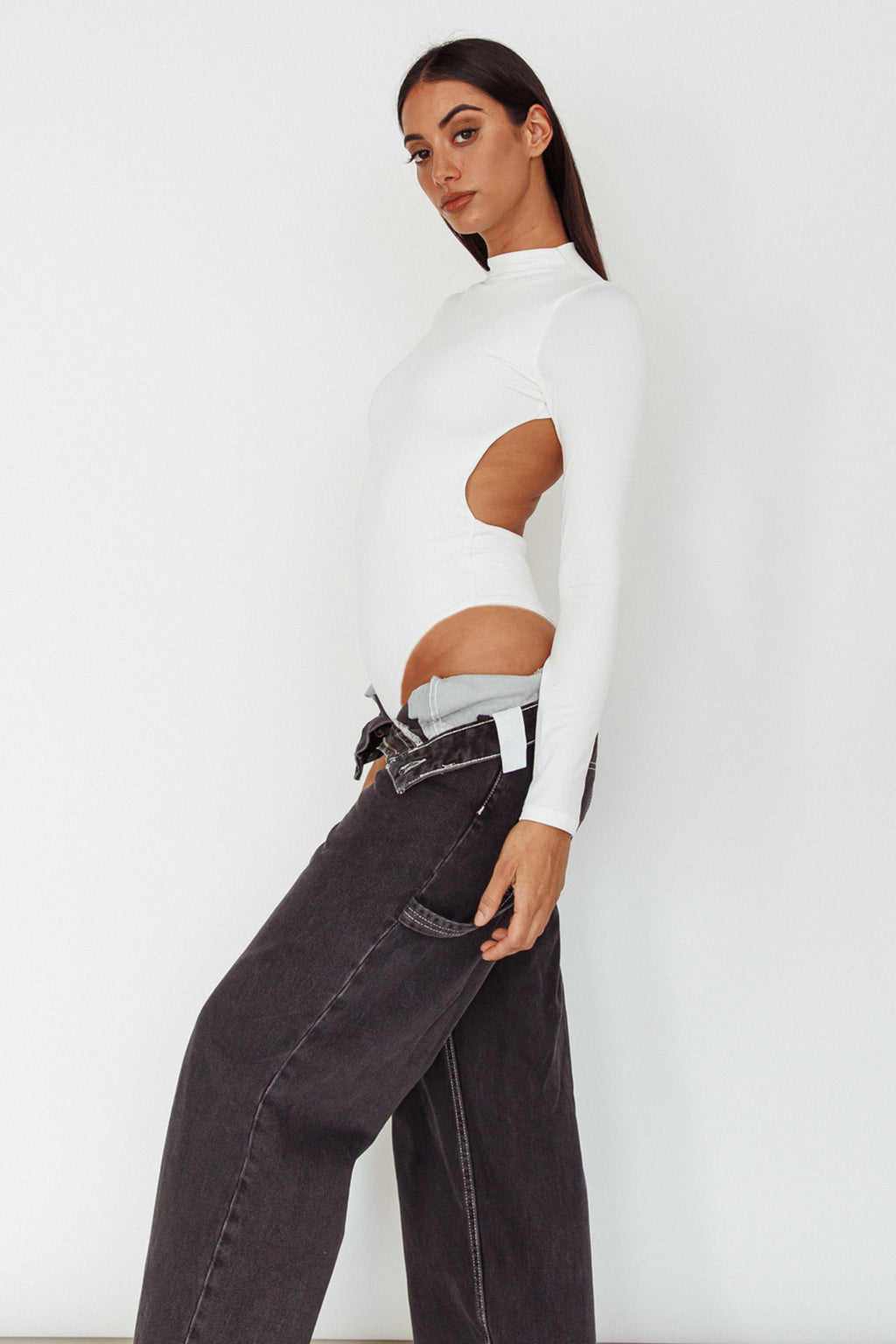 Remy Open Back Bodysuit Off White by Selfie Leslie Australia