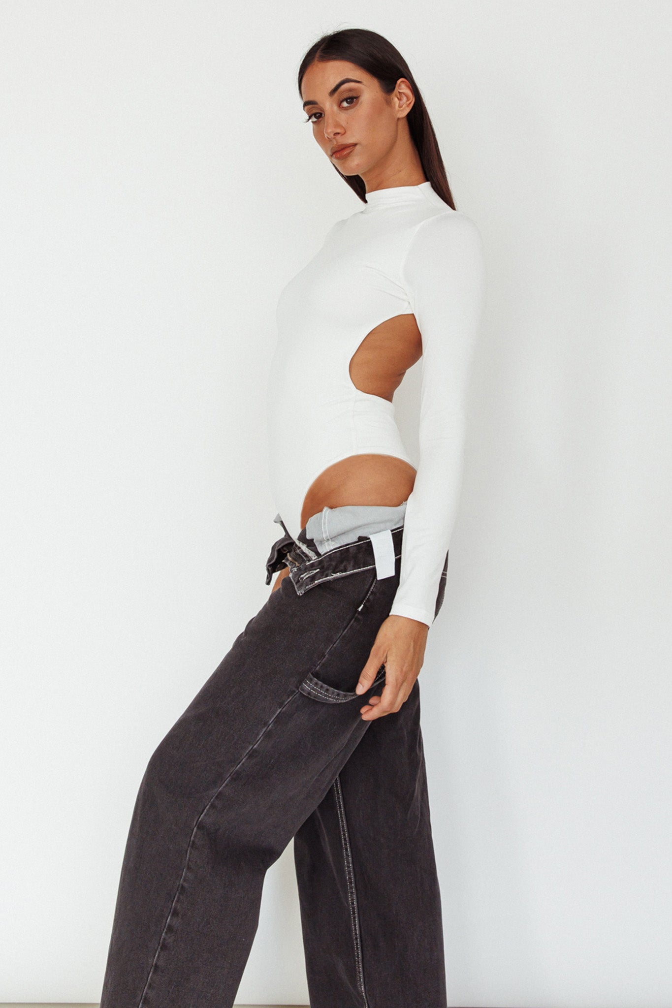 Remy Open Back Bodysuit Off White by Selfie Leslie Australia