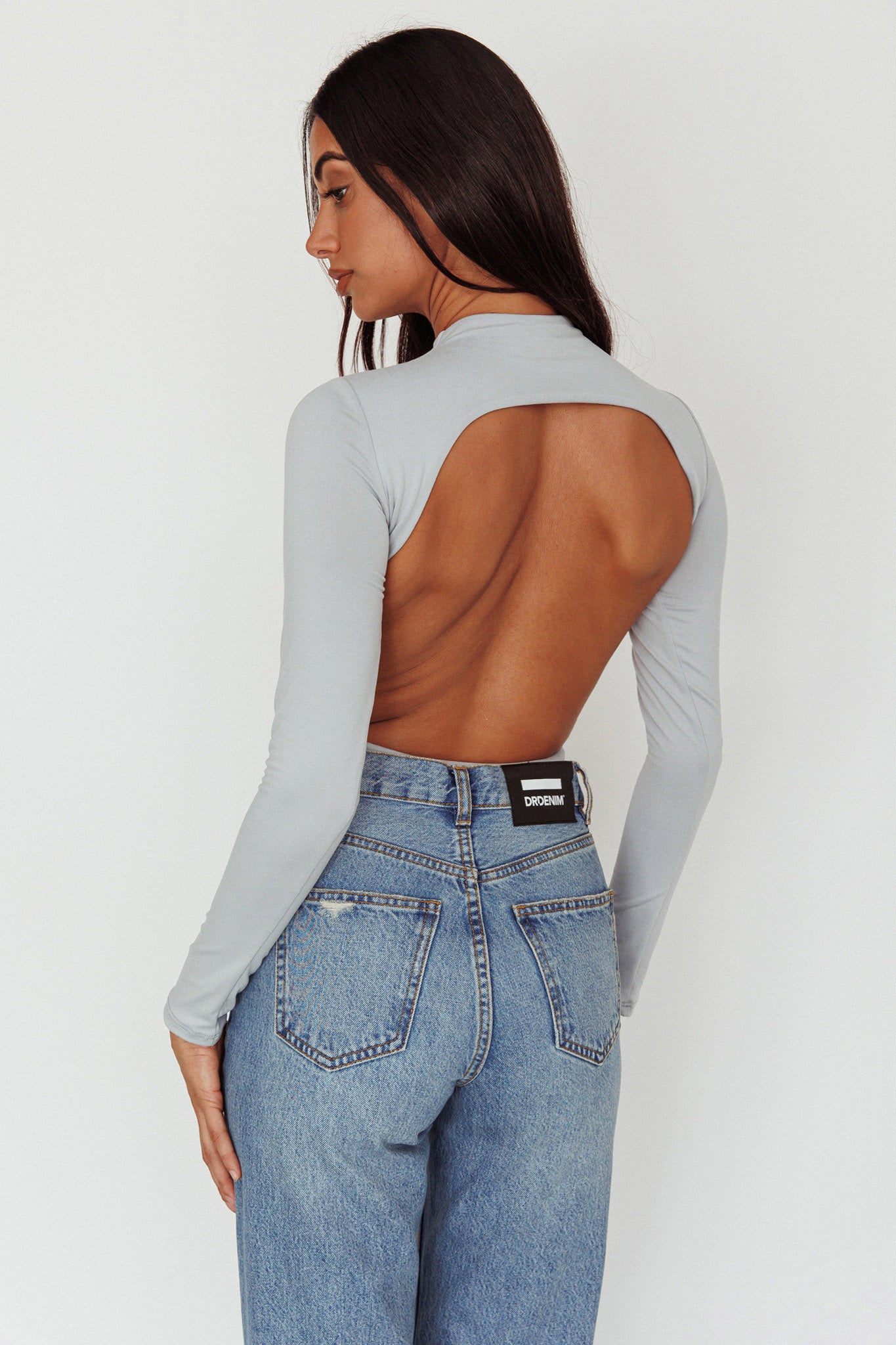 Remy Open Back Bodysuit Silver by Selfie Leslie Australia