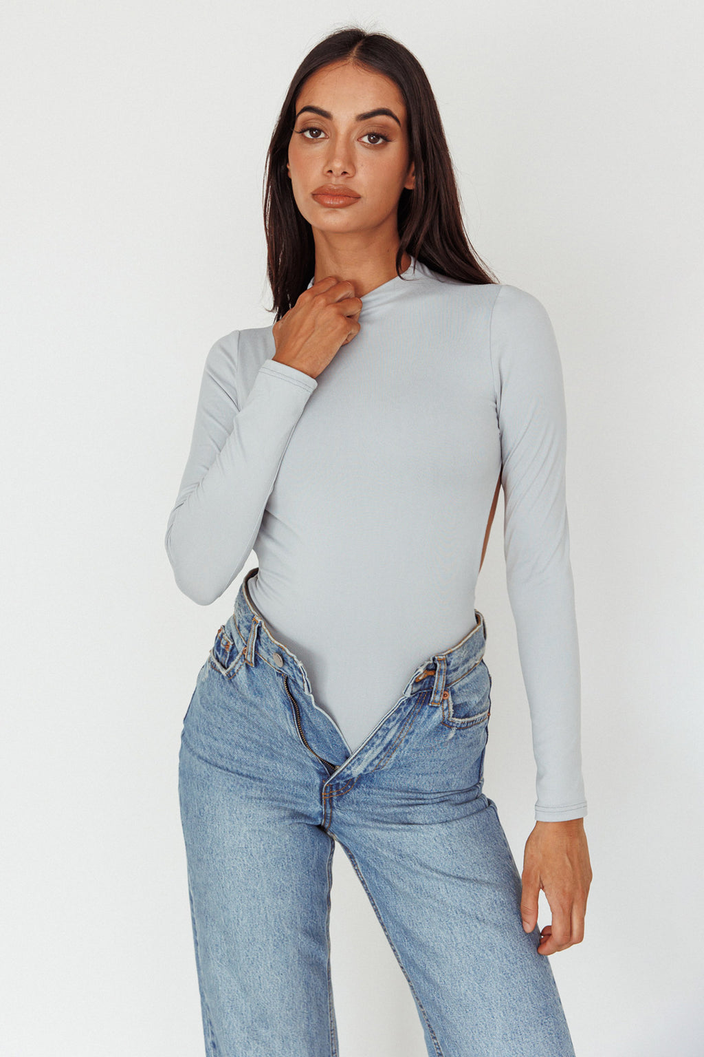 Remy Open Back Bodysuit Silver by Selfie Leslie Australia