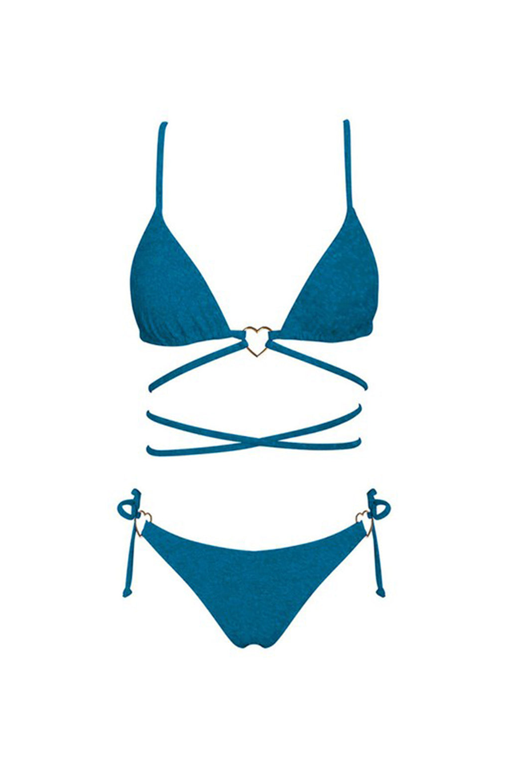Summer Love Strappy Bikini Top Blue Shimmer by Selfie Leslie Australia