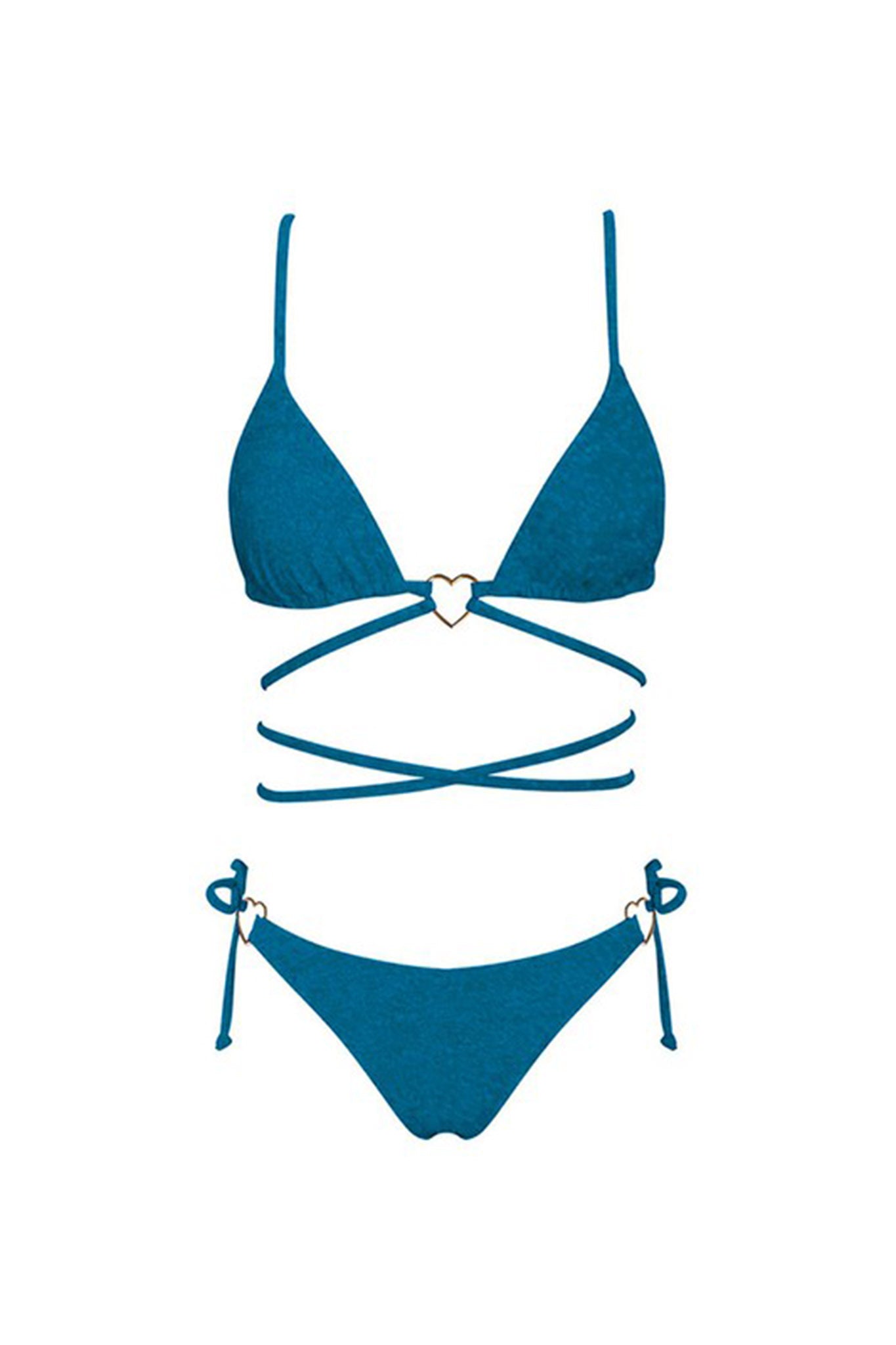 Summer Love Strappy Bikini Top Blue Shimmer by Selfie Leslie Australia