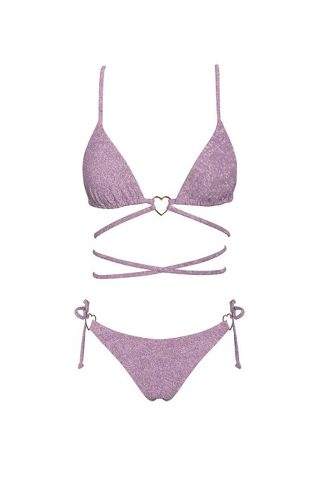 Summer Love Strappy Bikini Top Rose Shimmer by Selfie Leslie Australia