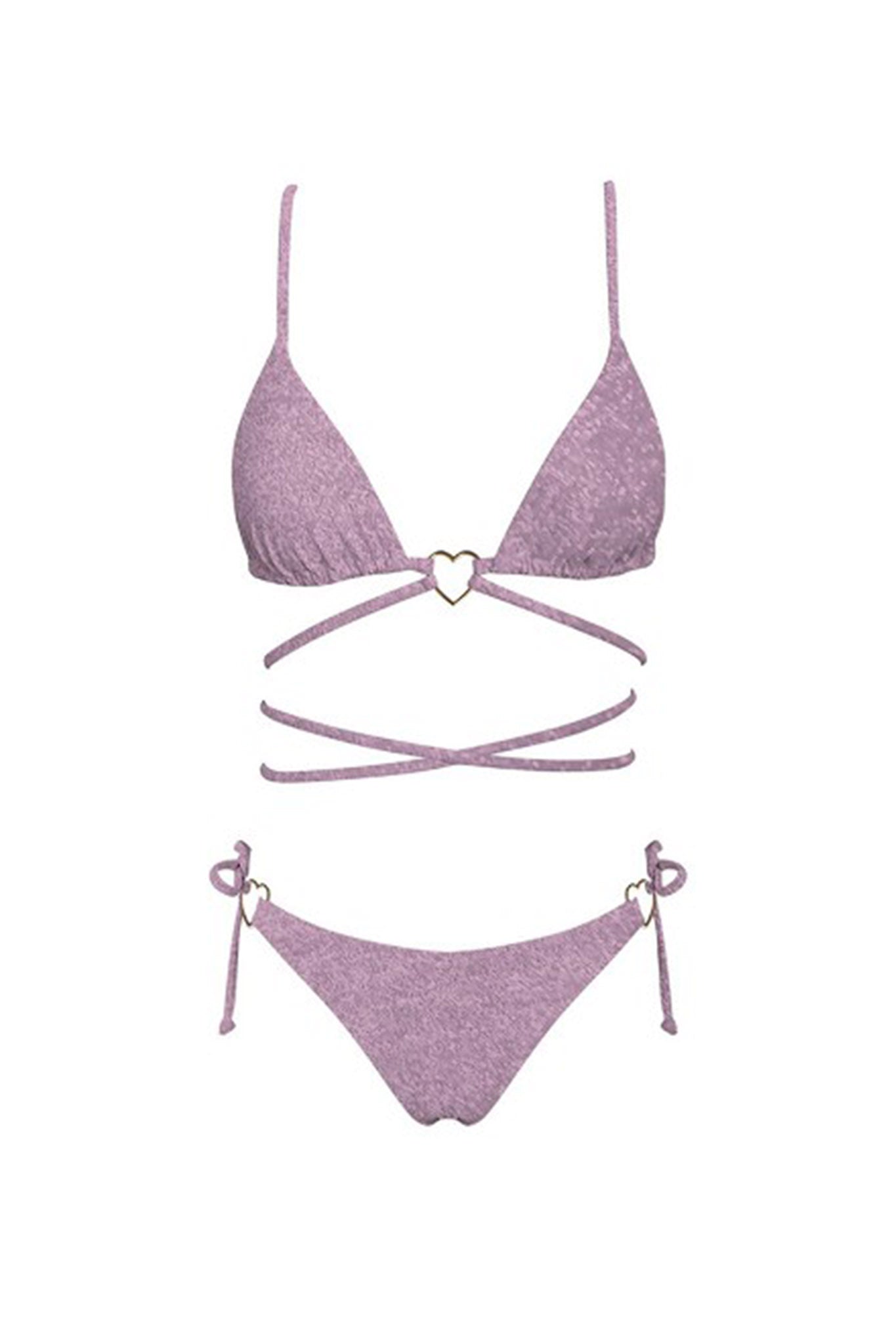 Summer Love Strappy Bikini Top Rose Shimmer by Selfie Leslie Australia