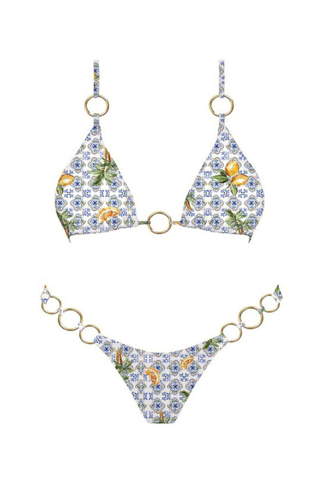 Amalfi Coast Triangle Bikini Top Lemon Checker by Selfie Leslie Australia