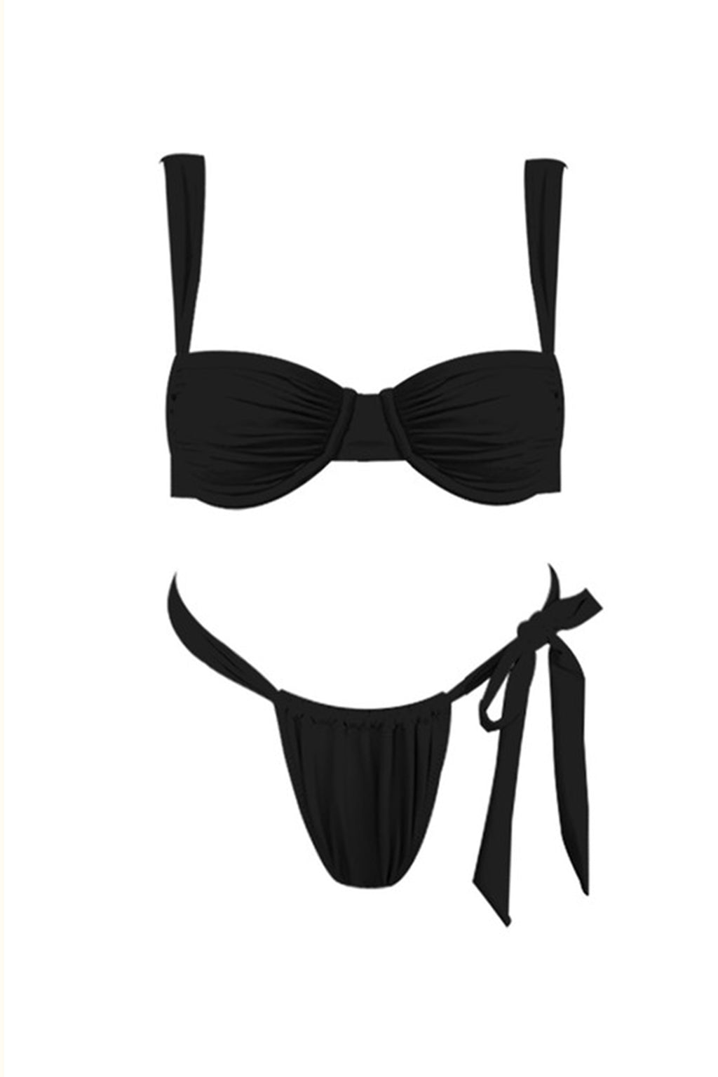 Malibu Gathered Bikini Top Black by Selfie Leslie Australia