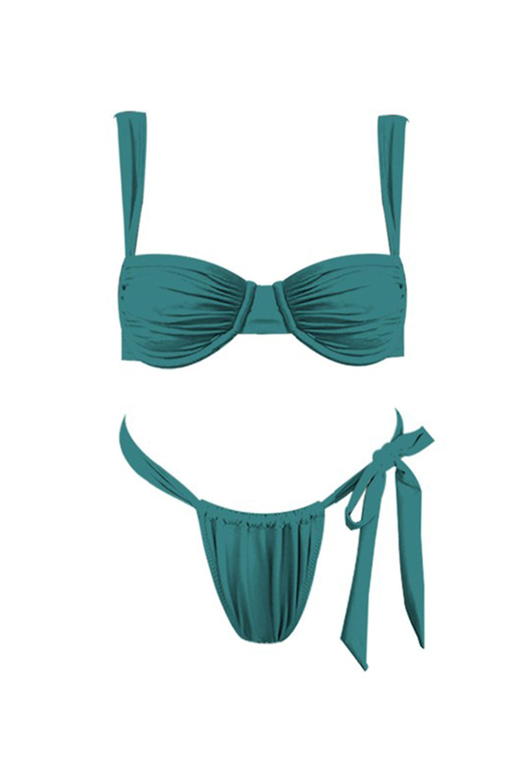 Malibu Gathered Bikini Top Teal Blue by Selfie Leslie Australia
