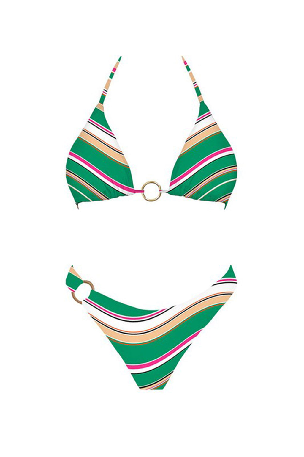Daytona Triangle Bikini Top Green Stripes by Selfie Leslie Australia