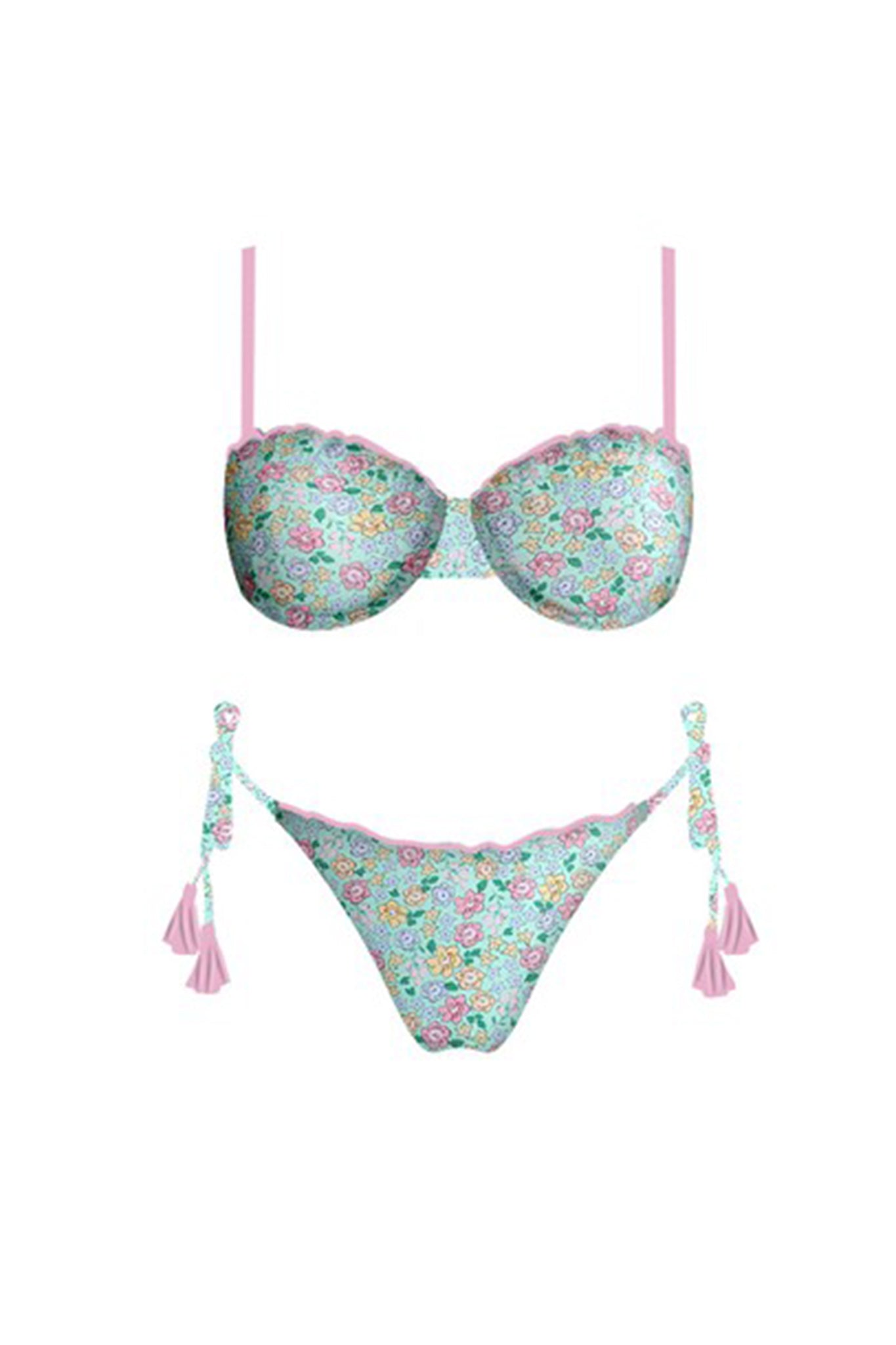 French Riviera Bikini Top Green Floral by Selfie Leslie Australia
