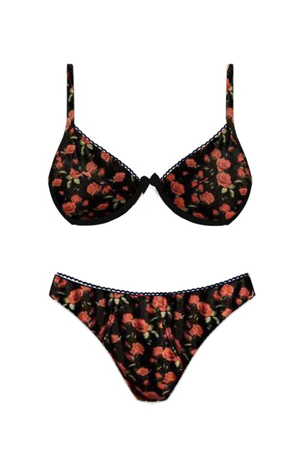 La Dolce Vita Bikini Top Rose Black/Red by Selfie Leslie Australia