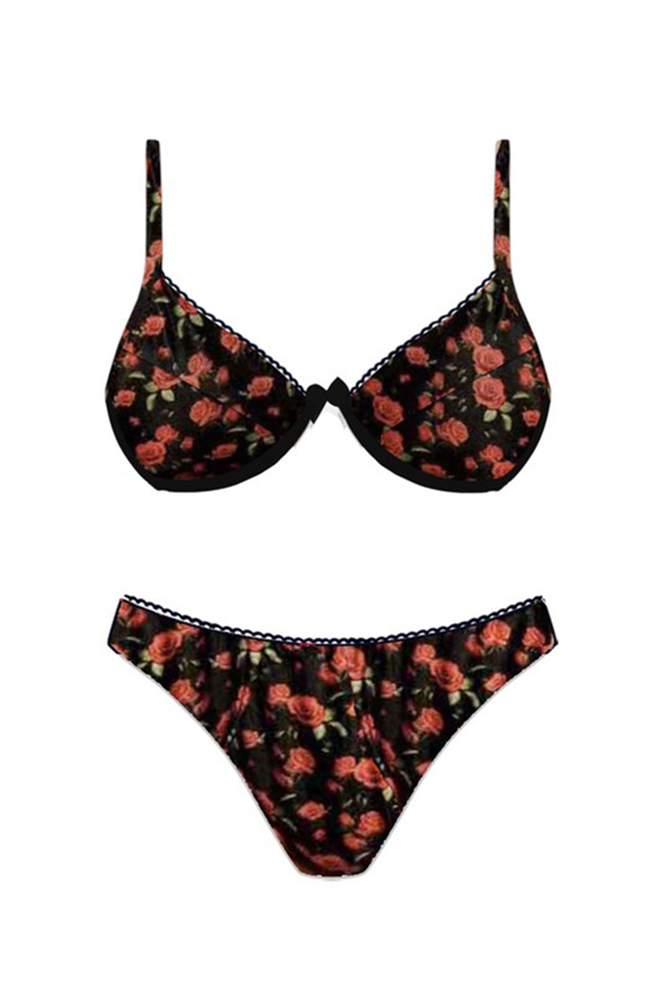 La Dolce Vita Bikini Top Rose Black/Red by Selfie Leslie Australia