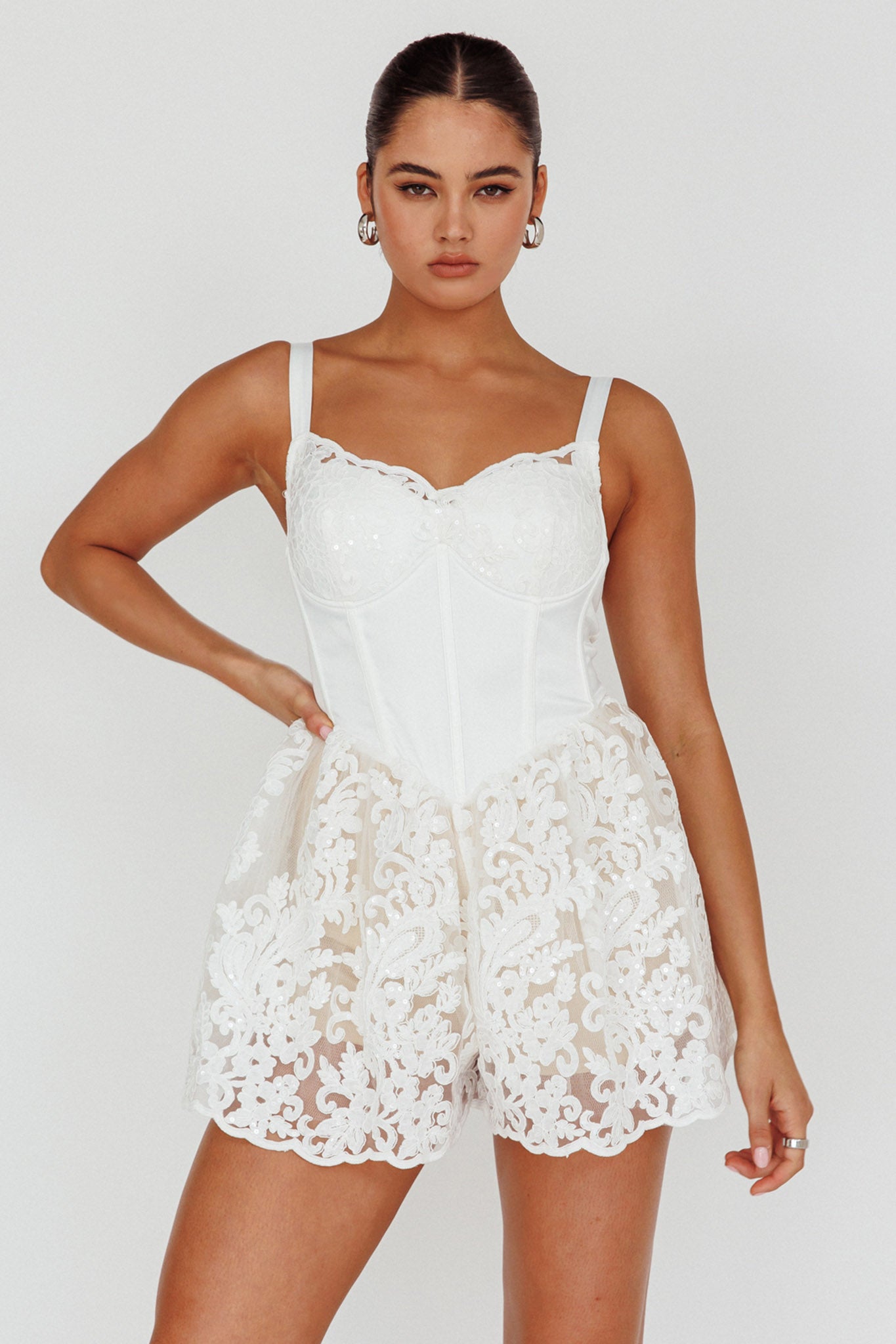 Georgia May Lace Romper White by Selfie Leslie Australia