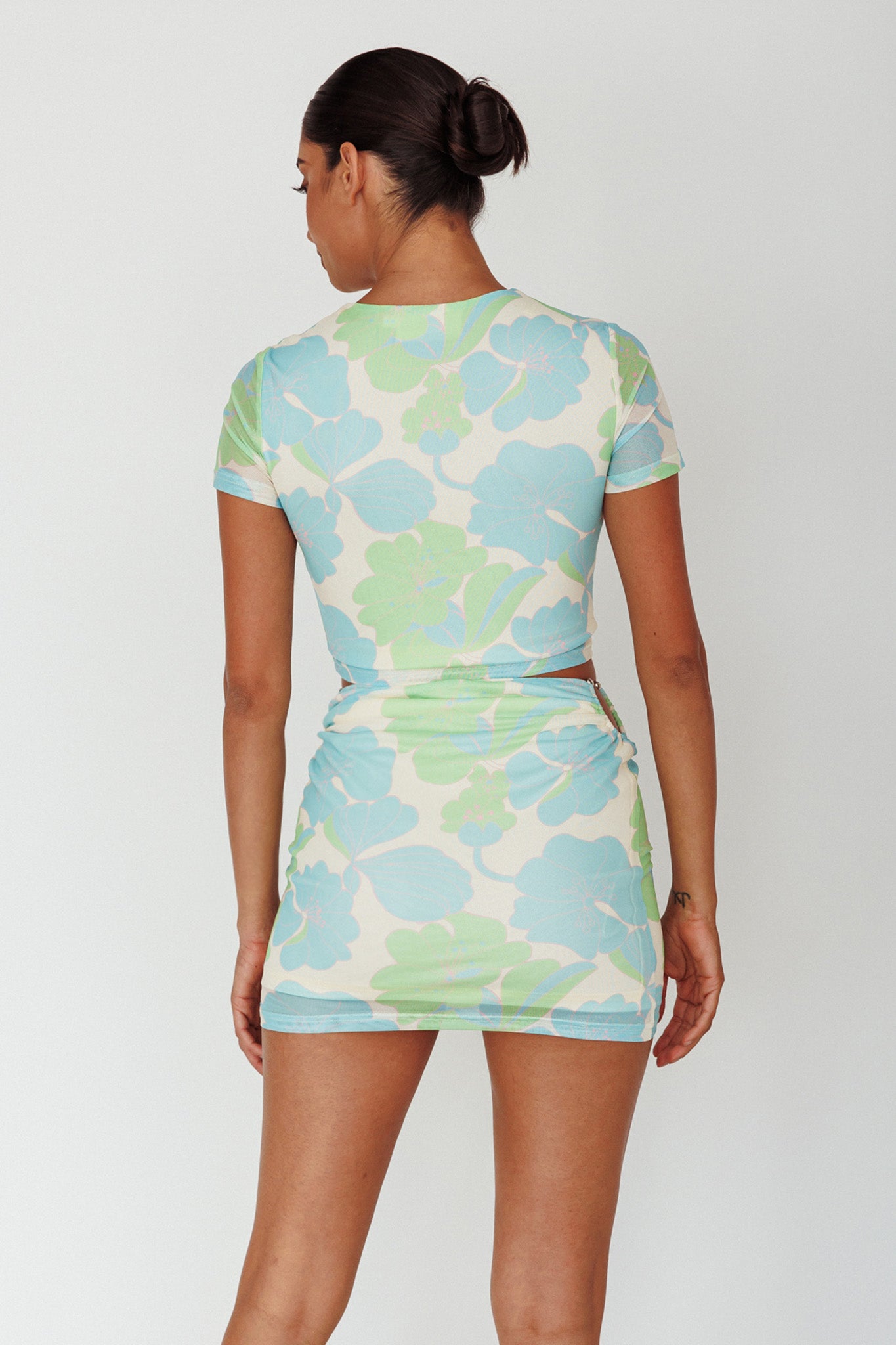 Angelus Ring Accent Mini Skirt Printed Cream by Selfie Leslie Australia