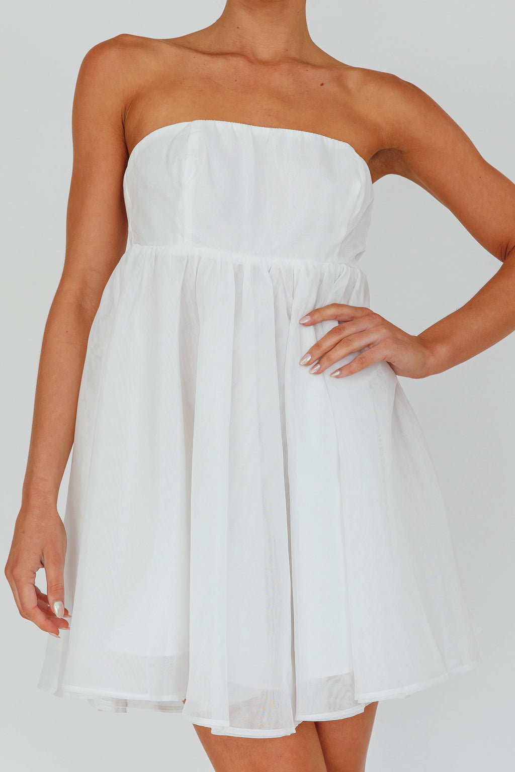 Solis Strapless Baby Doll Mini Dress White by Selfie Leslie Australia