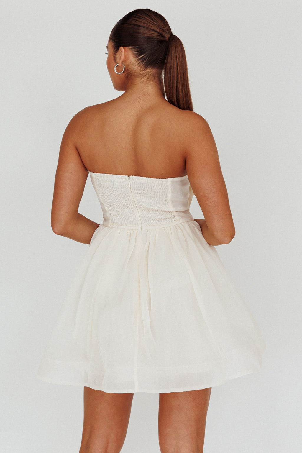 Arabesque Bow Bust Mini Dress Champagne by Selfie Leslie Australia