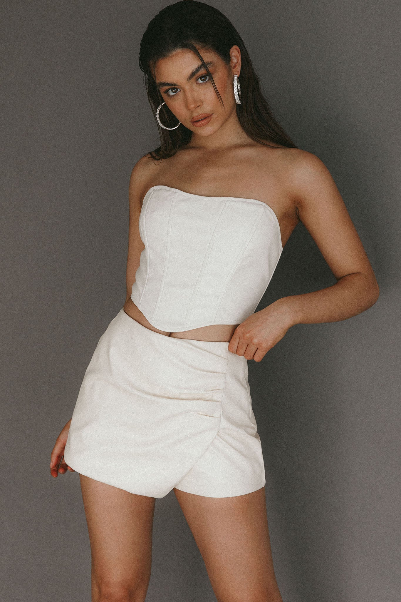 Audra Wrap Look Skorts Ivory by Selfie Leslie