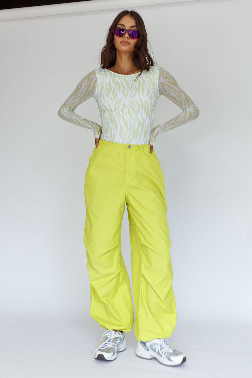 Break Dance Wide Leg Drawstring Pants Lime by Selfie Leslie Australia