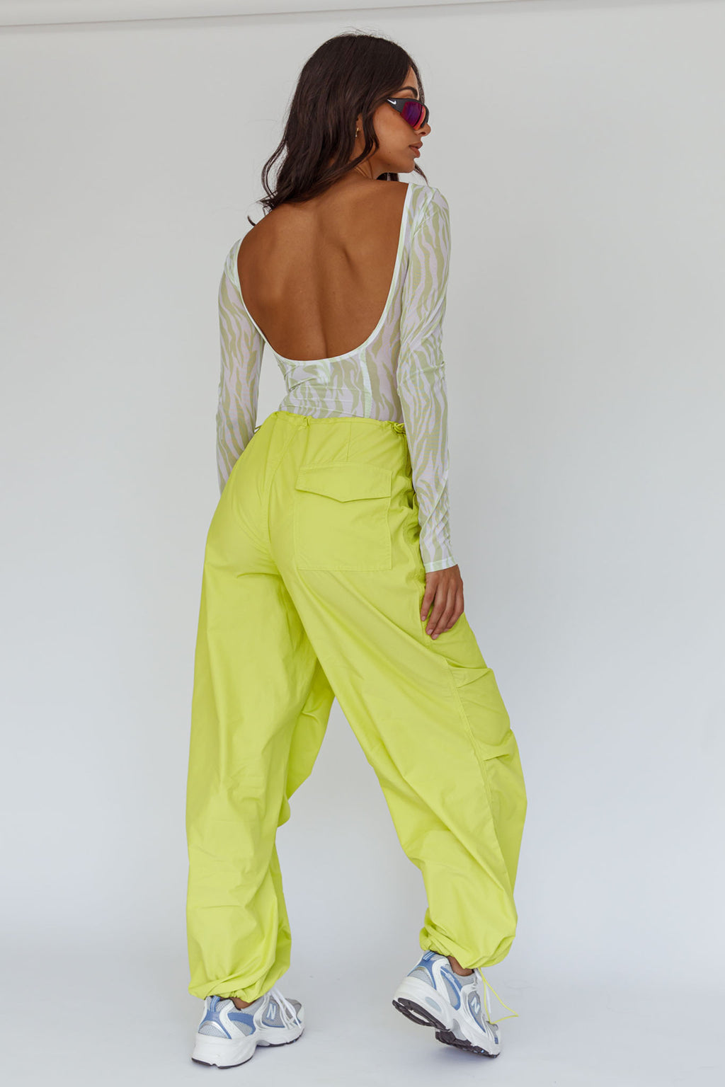 Break Dance Wide Leg Drawstring Pants Lime by Selfie Leslie Australia