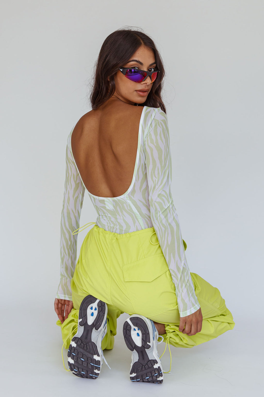 Break Dance Wide Leg Drawstring Pants Lime by Selfie Leslie Australia