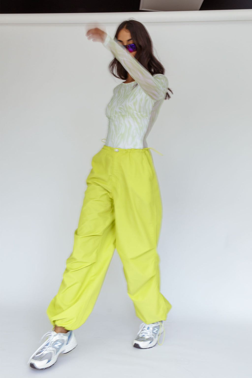 Break Dance Wide Leg Drawstring Pants Lime by Selfie Leslie Australia