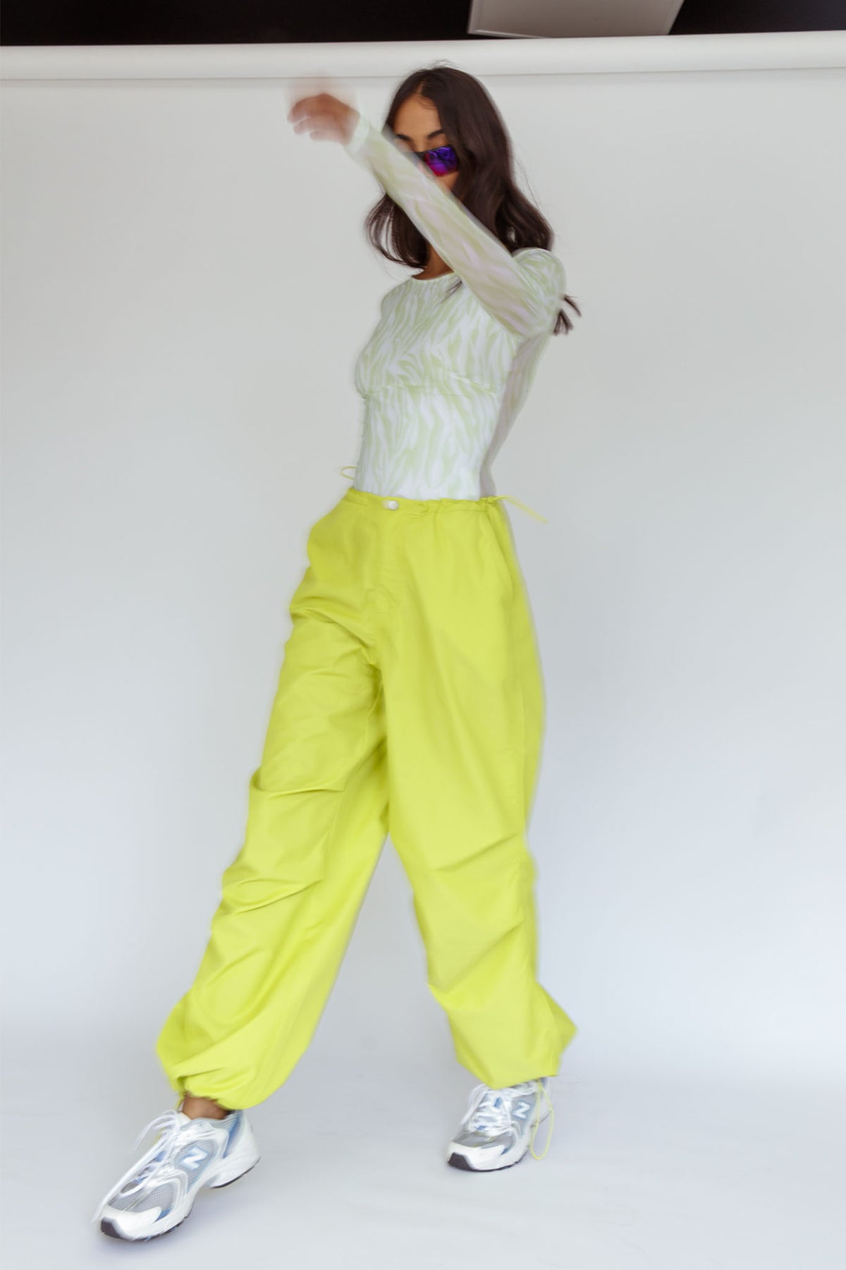 Break Dance Wide Leg Drawstring Pants Lime by Selfie Leslie Australia