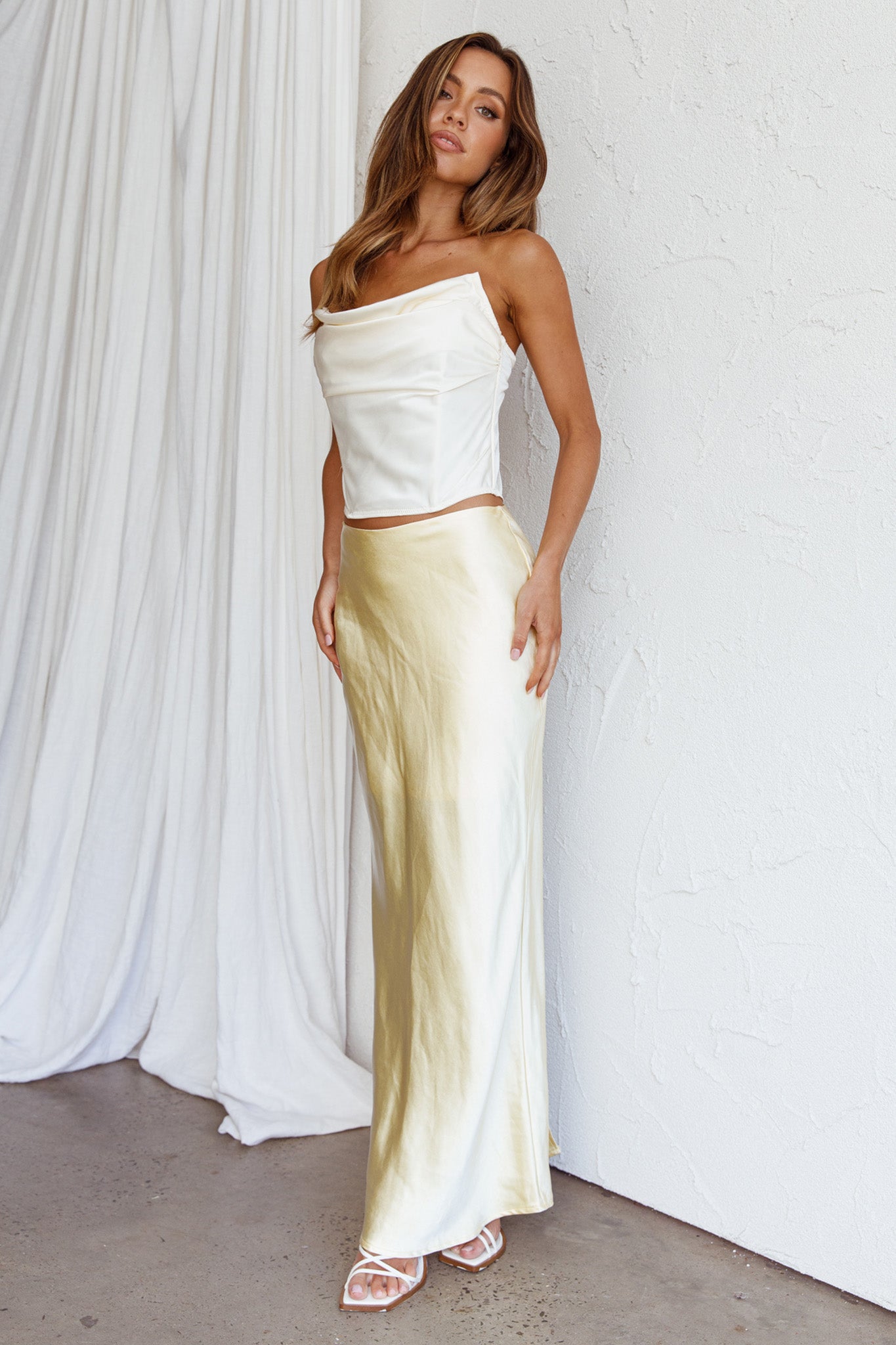 Sun Rose Strapless Crop Top Creme by Selfie Leslie Australia
