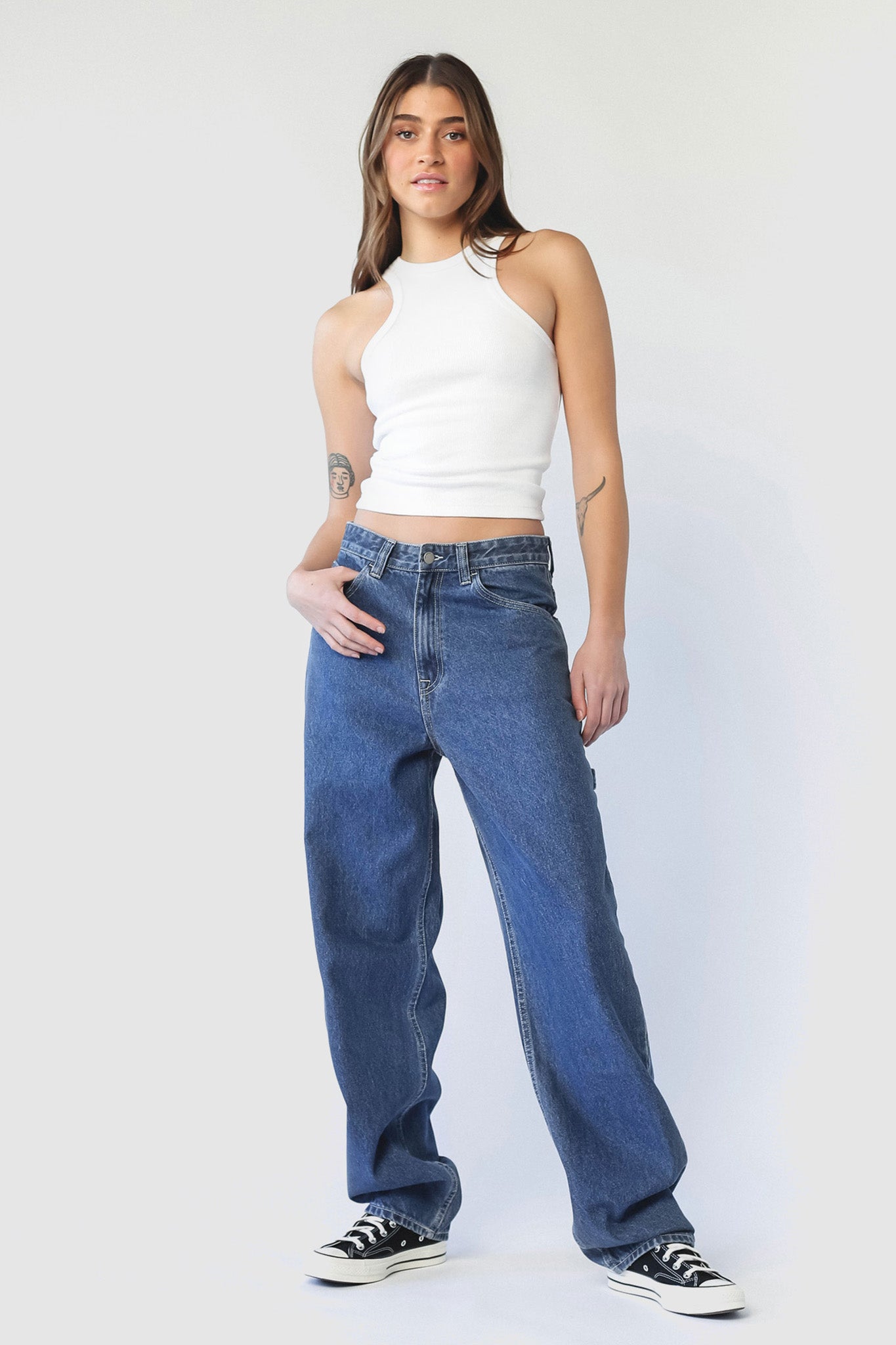 Dr Denim Faye Worker Pebble Mid Stone by Selfie Leslie Australia
