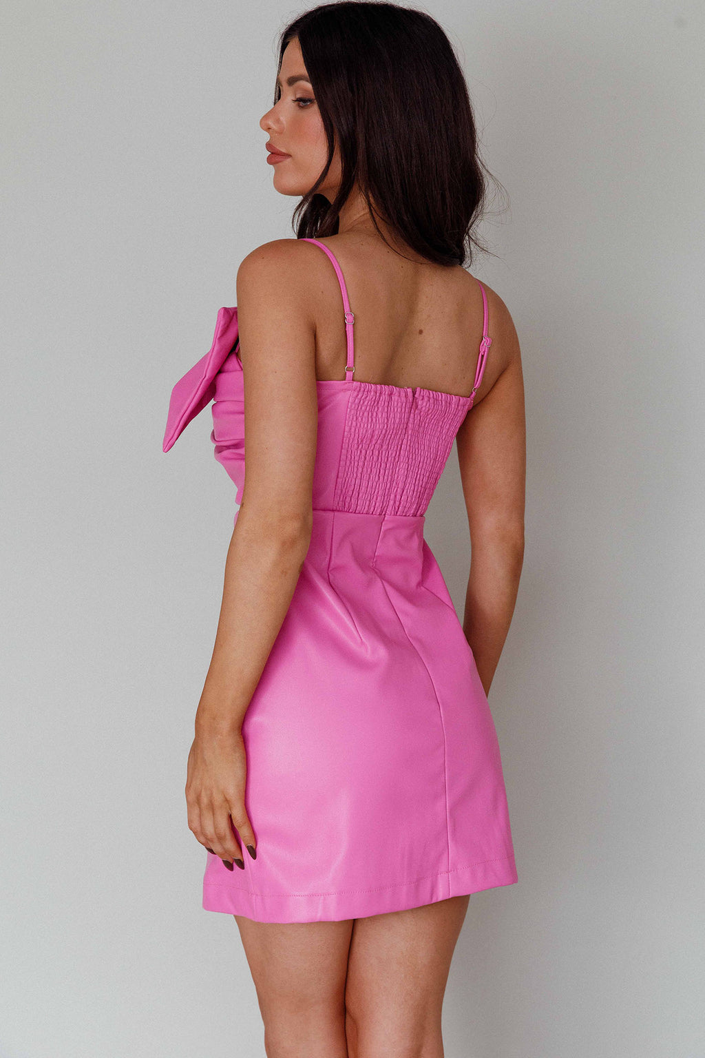 Dominika Faux Leather Mini Dress Pink by Selfie Leslie Australia