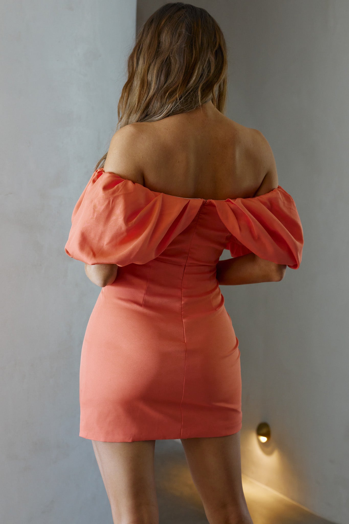 Faraday Off-Shoulder Mini Dress Sunkist by Selfie Leslie