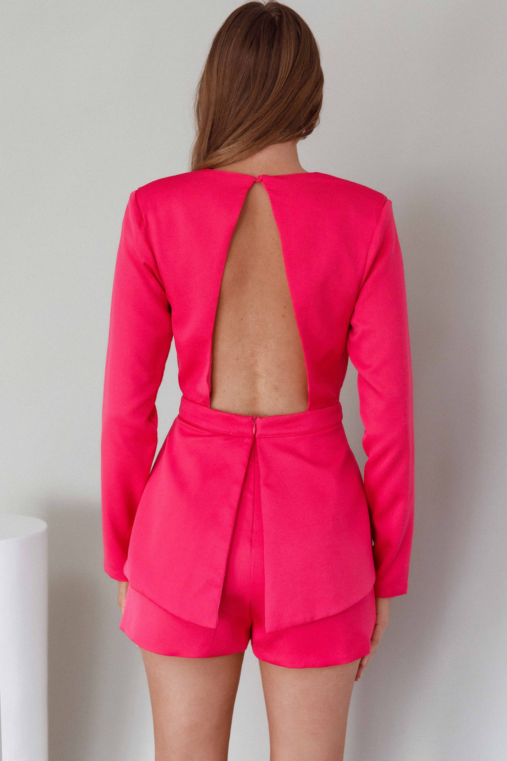 Ennis Long Sleeve Structured Romper Pink by Selfie Leslie Australia