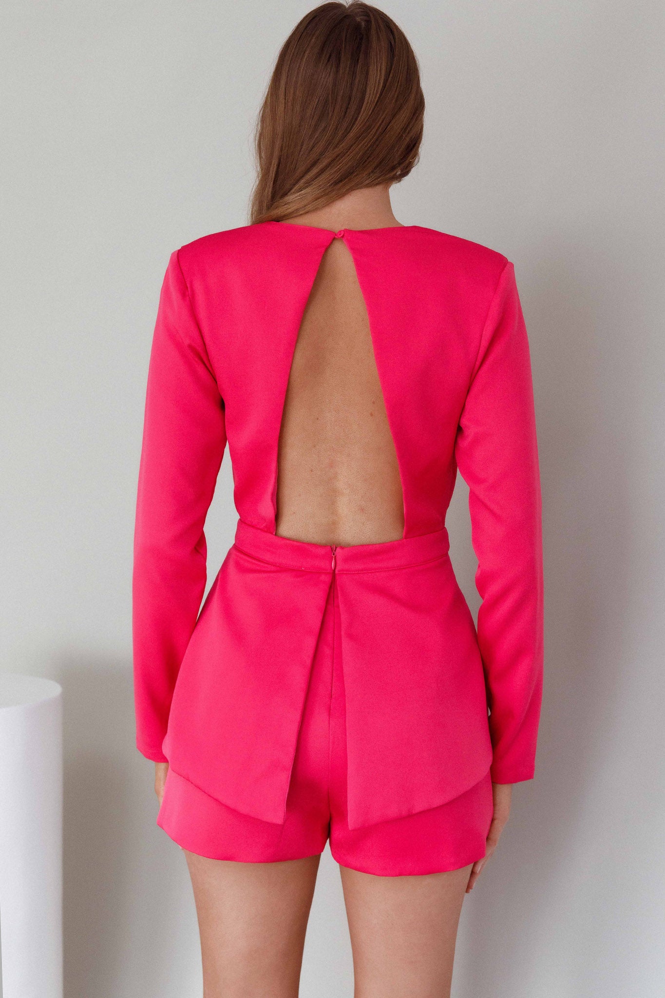 Ennis Long Sleeve Structured Romper Pink by Selfie Leslie Australia