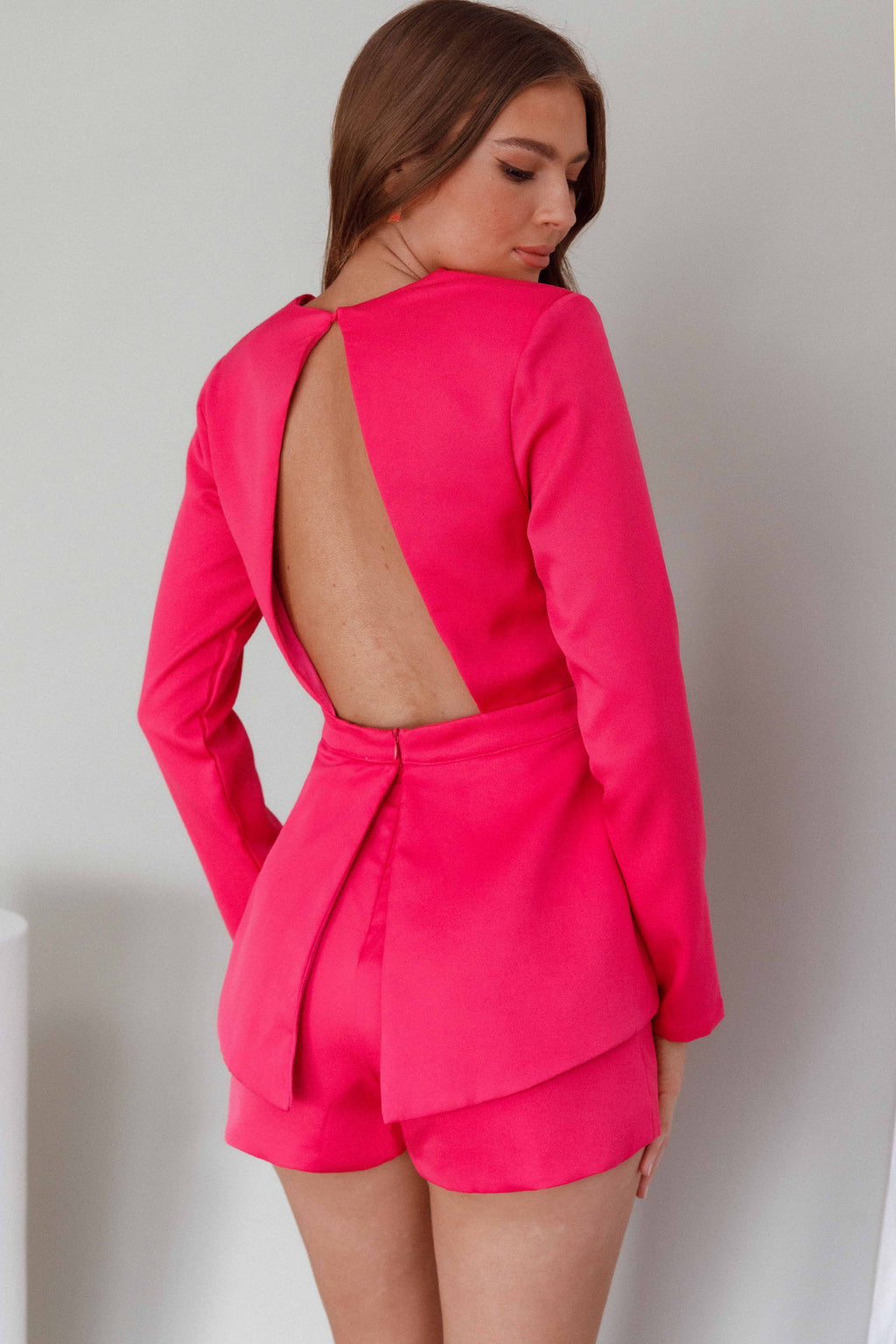 Ennis Long Sleeve Structured Romper Pink by Selfie Leslie Australia