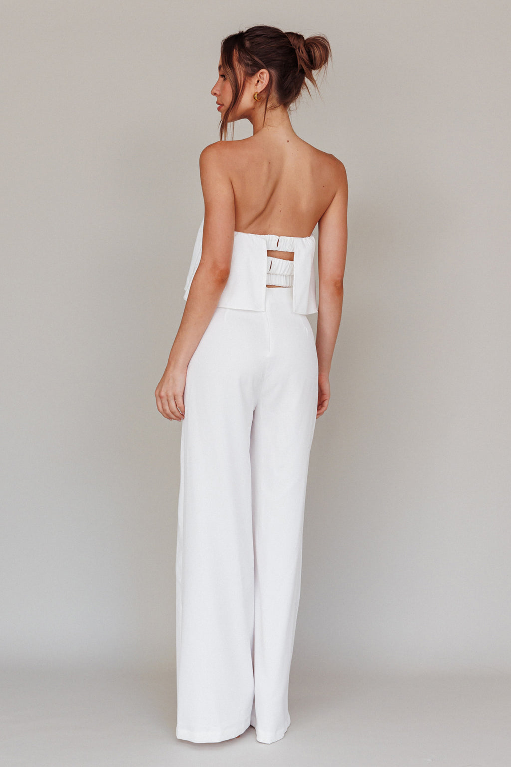 Butterfly Kiss Strapless Jumpsuit Off White by Selfie Leslie Australia